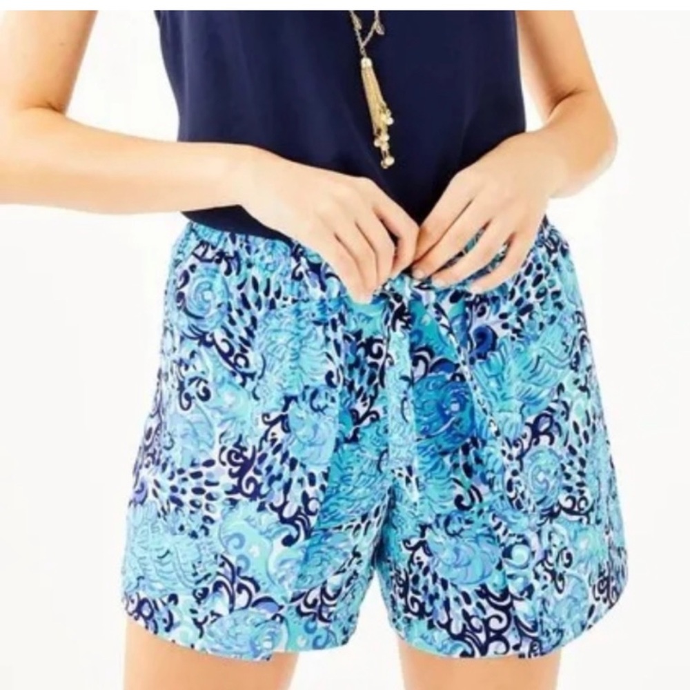 Lilly Pulitzer Mylee Tie Front Short in Light Aqua Spritz